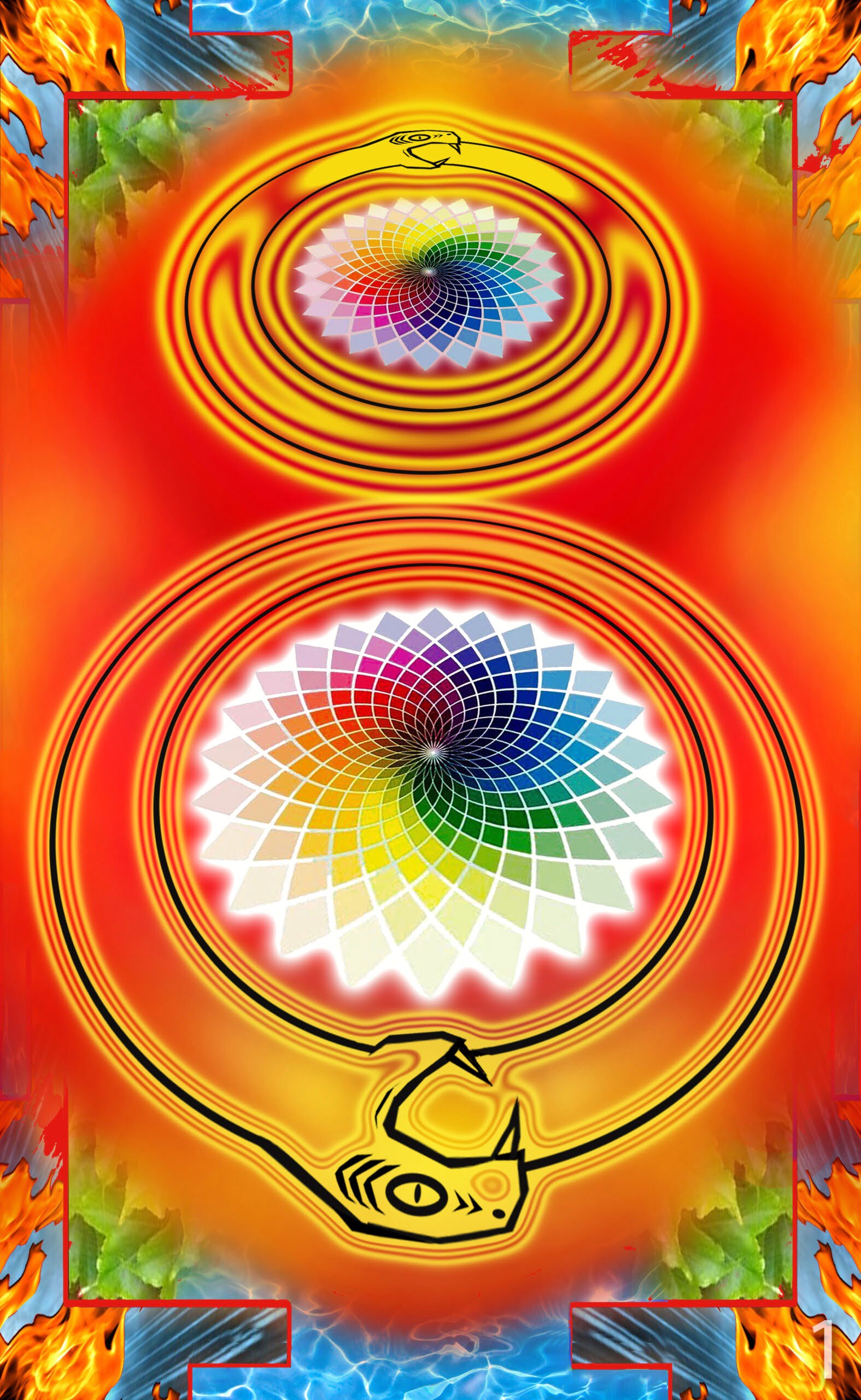 The Magician Tarot Card depicting a figure with tools on a table, surrounded by roses and an infinity symbol